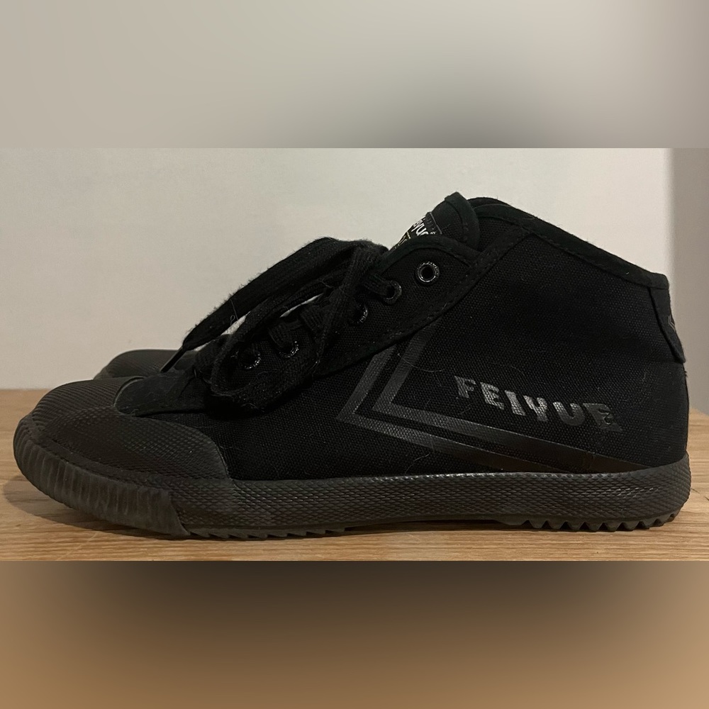 Feiyue black-on-black canvas low-top sneakers